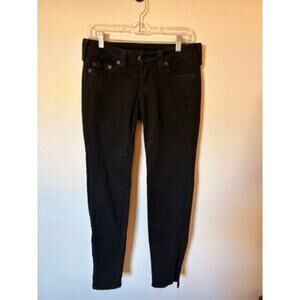 True Religion Gwen Skinny Jeans Black Low Rise Size 28 Zipper Ankle Y2K Grunge